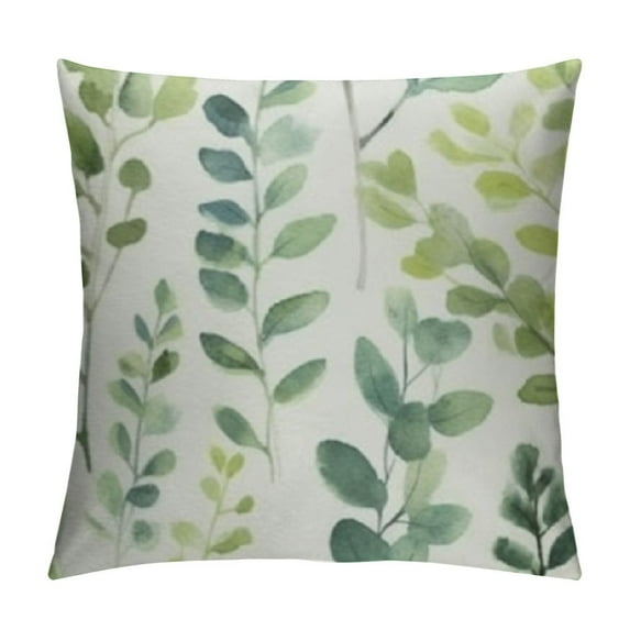 COMIO Throw Pillow Covers Decorative Green Leaf Watercolor Eucalyptus Branches Hand Floral with Plant Objects White Natural Greenery Twig Cushion Pillowcase Sofa Square Print