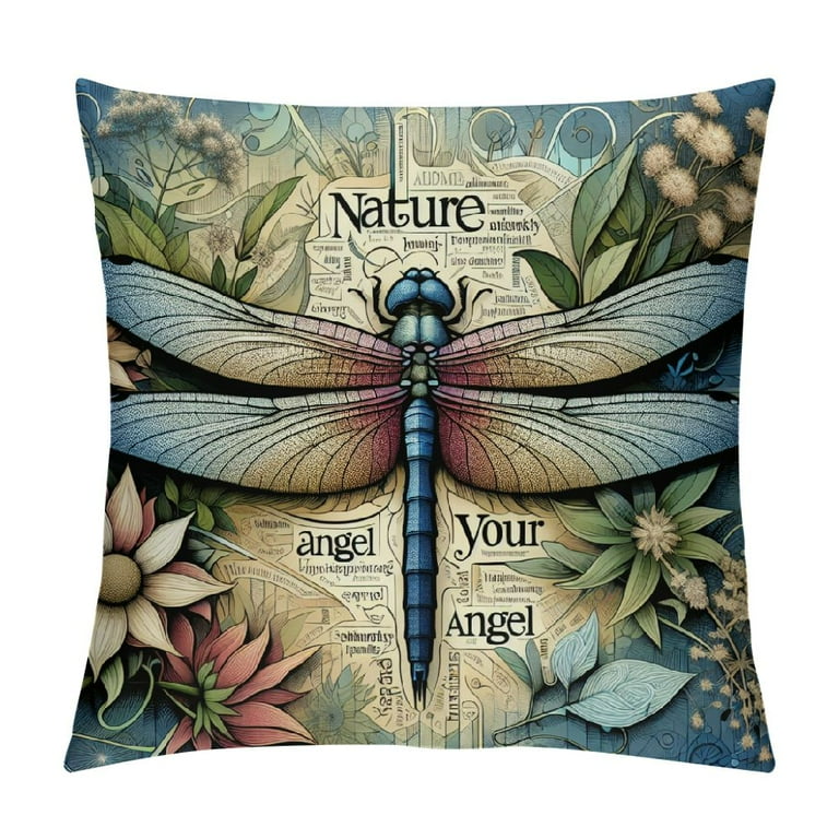 COMIO Throw Pillow Covers Dragonfly Cushion Pillowcase Sofa Square Print Walmart