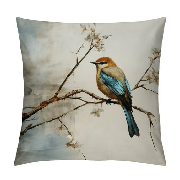 MLJA Throw Pillow Covers Fall Farmhouse Birds Leaves Print Green Decorative Pillows for Couch Outdoor Pillows Case, for Living Room Bedroom Cushion Covers for Home Decor