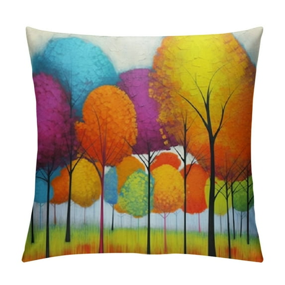 QZHH  Throw Pillow Covers Home Decor Pillow Cases Decorative for Bed Sofa Cushion Couch Outdoor Colorful Tree Pillowcases