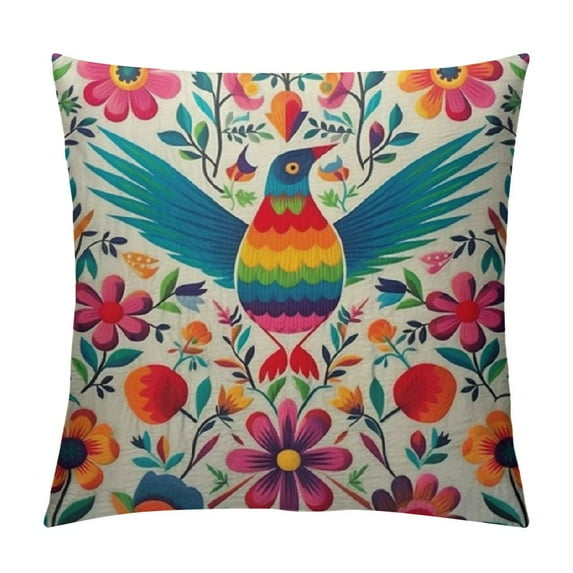 COMIO  Throw Pillow Covers Home Decor Set of  Pillow Cases Decorative  Cushion Couch Sofa Pillowcases Mexican Colorful Ethnic Birds Flowers