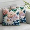 COMIO Throw Pillow Covers, Light Blue Pink Gray White Watercolor Floral