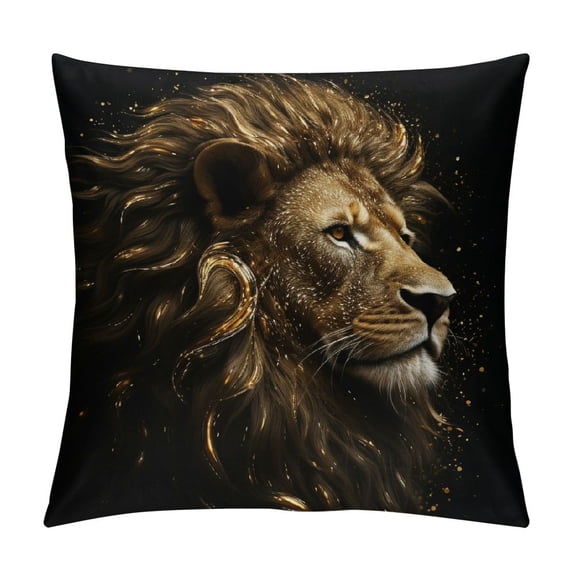 COMIO Throw Pillow Covers Lion Black Decorative Pillow Cases Home Decor Standard Square Pillowcases