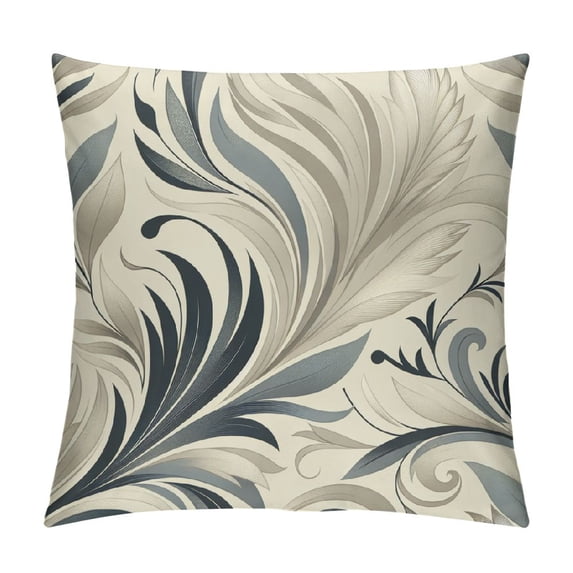 COMIO Throw Pillow Covers Palm Leaf Pattern Short Plush Square Pillow Covers Cushion Case for Couch Sofa Bed Chair Home Decorations White
