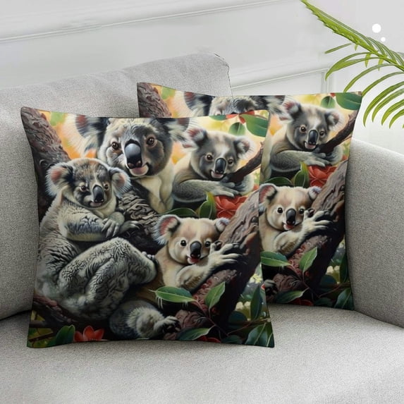 COMIO Throw Pillow Covers,Pillow Cases Standard Size Jungle Animal Plant Flower Pattern White