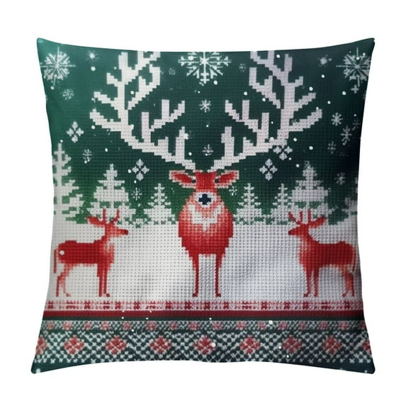 COMIO Throw Pillow Covers,Pillowcase Decor for Couch Sofa Bedroom Car Living Room,Sweater Merry Christmas Pattern Deers