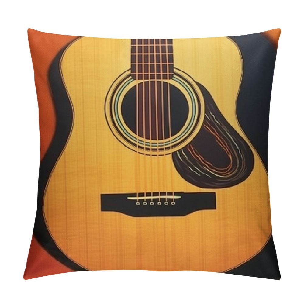 Qinqingo Acoustic Guitar Throw Pillow Cover - 12x20 Inch, Cotton Linen, Vintage Design, Zipper Closure - View #10