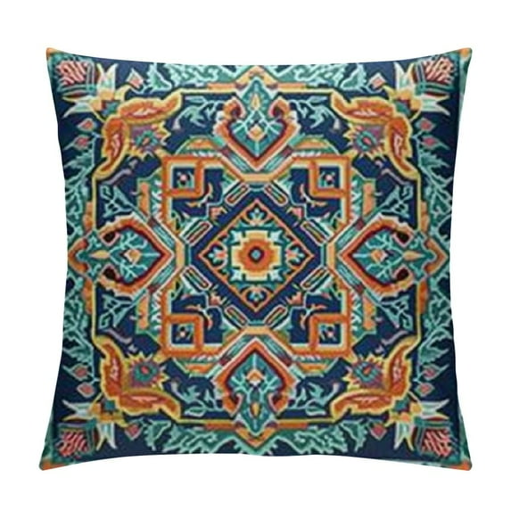 COMIO Throw Pillow Covers Tribal Western Geometric Colorful Nature Color Patterns Sw Turq Orange Decorative Pillow Cases Home Decor Square Pillowcases