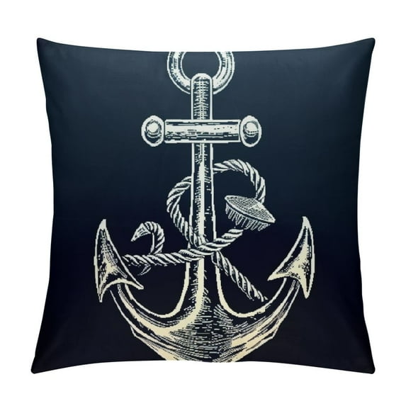 COMIO Throw Pillow Covers White Nautical Anchor Navy Blue Background Square Pillowcase for Home Decor Sofa Car Bedroom Pillow case