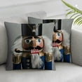 thumbnail image 1 of COMIO Throw Pillow Covers Wooden Soldier Blue Uniform Typical Christmas Decoration Antique Art Beard Black Blue Carved for Couch Living Room Set of 2 White, 1 of 6