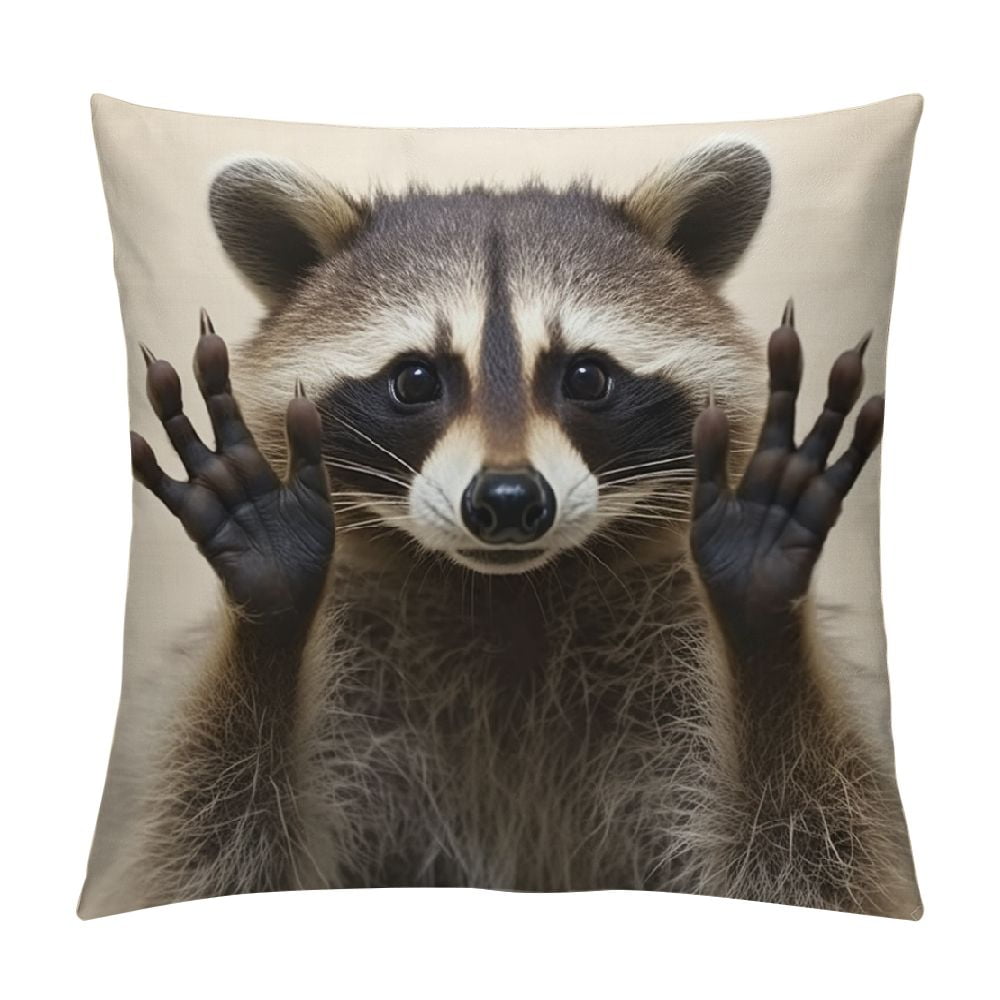 COMIO Throw Pillow Covers for Couch Funny Cute Raccoon Bed Or Sofa ...