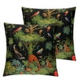 thumbnail image 1 of COMIO  Throw Pillow Cushion Cover - Green Jungle Pattern Animals Duplex Printing Fabric Luxury American Style Couch Sofa Pillow with Tassel for Living Room Bedroom 2pc, 1 of 6