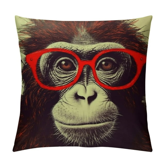 COMIO Throw Pillows Cover Funny Drawing Ape Face Orangutan Monkey ...