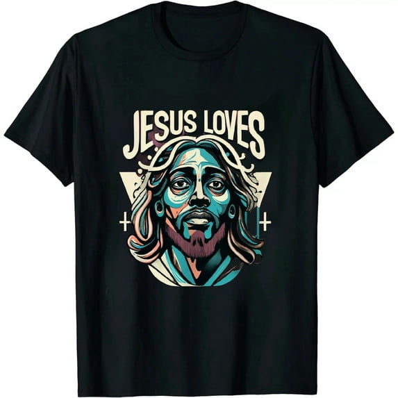 COMIO Top That Says the Words - JESUS LOVES YOU | Christian - T-Shirt