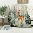 thumbnail image 1 of COMIO Tree Deer Flannel Blanket Durable and Long-lasting White, 1 of 6