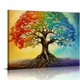thumbnail image 1 of COMIO Tree Of Life Wall Art Colorful Tree Pictures Wall Decor Graffiti Canvas Prints Framed Artwork Paintings Home Office Decorations for Bathroom Kitchen Bedroom Living Room, 1 of 4