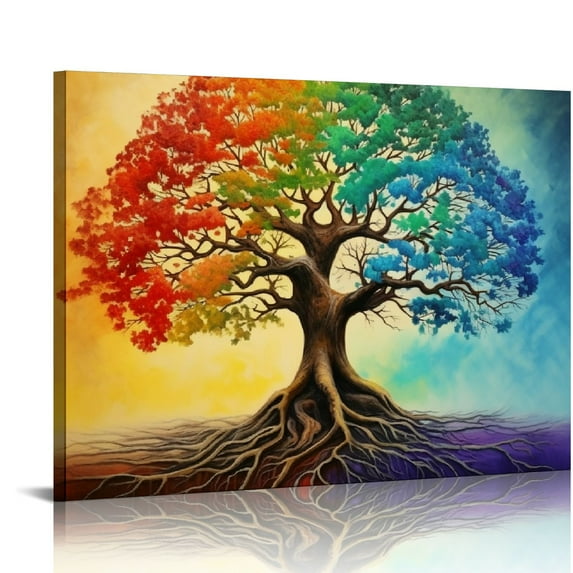 COMIO Tree Of Life Wall Art Colorful Tree Pictures Wall Decor Graffiti Canvas Prints Framed Artwork Paintings Home Office Decorations for Bathroom Kitchen Bedroom Living Room