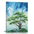 thumbnail image 1 of COMIO Tree Wall Art Teal Blue Nature Tree of Life Abstract Canvas Painting Textured Picture, Modern Panoramic Landscape Artwork Framed for Living Room Bedroom Office Home Decor, Extra Large, 1 of 4