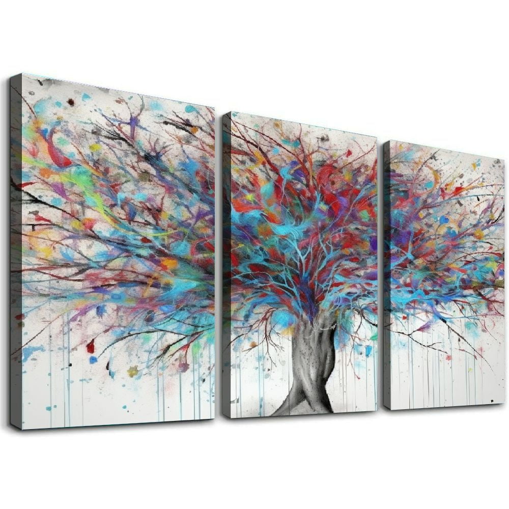 Blue Abstract Canvas Wall Art - Modern Painting 24x48 Inches, Ready To Hang, For Living Room Or Bedroom