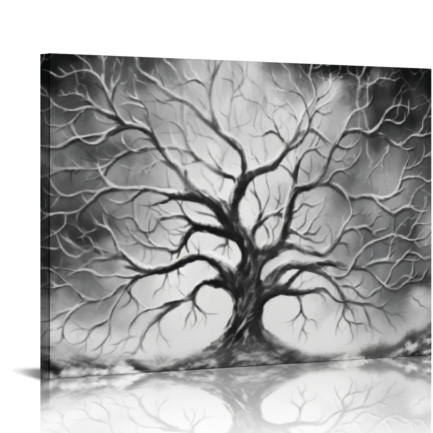 COMIO Tree of Life WallArt Living Room Black and White Abstract Wall