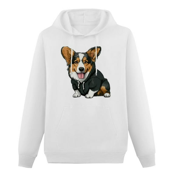 COMIO Tricolor Corgi, Corgi Mom, Corgi Dad, Cute Corgi Drawing Pullover Hoodie
