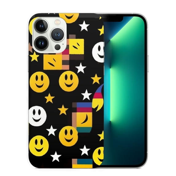 COMIO Trippy Check Smile Face Case for iPhone 15, Cute Yellow Smile Face Case Compatible with iPhone 15 for Girls Boys Women Men, Unique Trendy Cover Case