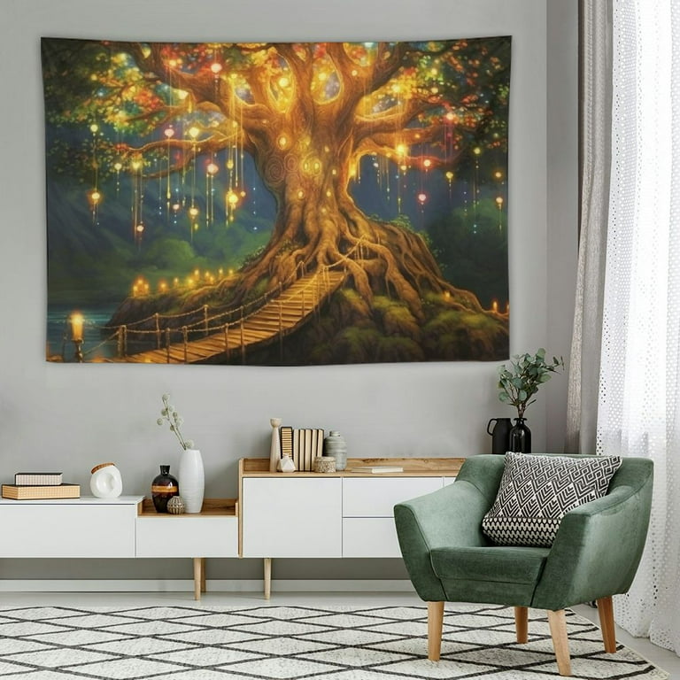 COMIO Trippy Fairy Forest Tapestry Enchanted Forest Nature Landscape Tapestry Wall Hanging Fairy Forest Tree Life Bedroom Aesthetic Tapestry Teenage Dormitory Academy Decorative Wall Hanging Walmart.c...