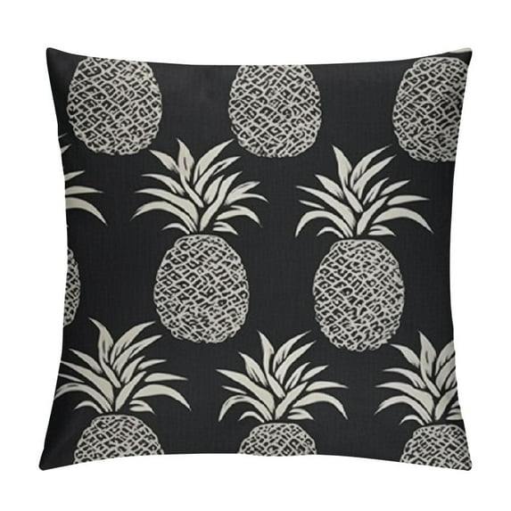 COMIO Tropical Hawaiian Pineapple Home Decor Pillowcase Throw Pillow Cushion Cover (Black & White Pineapple)