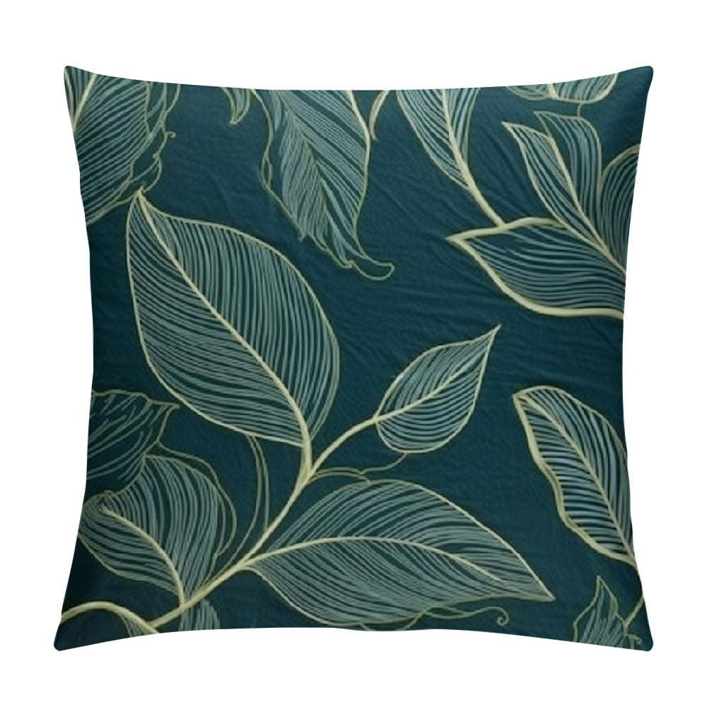 COMIO Tropical Leaves Pillow Covers, Emerald Green Minimalist Geometric