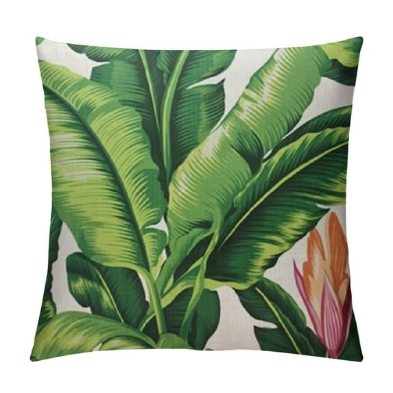 MLJA Tropical Palm Leaves Throw Pillow Covers Summer Green Banana Leaf Pillow Covers Tropical Pillowcase Square Cushion Cover Bedroom Sofa Couch Home Decor