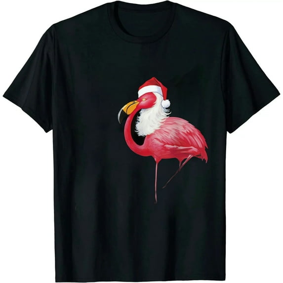 COMIO Tropical Pink Flamingo Christmas In July Summer Palm Tree T-Shirt