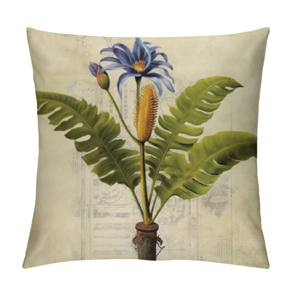 COMIO Tropical Trees Throw Pillow Covers Retro Boho with Green Palm