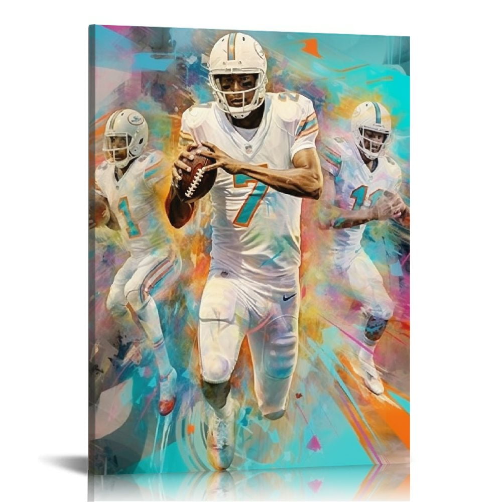 COMIO Tua Tagovailoa Tyreek Hill Jaylen Waddle Canvas Poster Wall Art