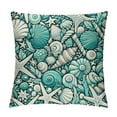 thumbnail image 1 of COMIO Turquoise Coastal Pillow Covers Beach Starfish Seashell Ocean Coral Jellyfish Pillow Cases Soft Outdoor for Sofa Couch Car Bedroom Home Decor, 1 of 5