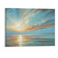 thumbnail image 1 of COMIO Turquoise and Gold Abstract Seascape Wall Art Handmade Modern Textured Oil Painting on Canvas for Home Office Decoration - 20x16 Inch, 1 of 3
