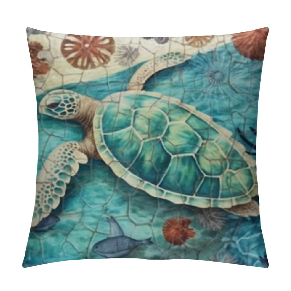 COMIO Turtle Body Pillow Cover Nautical Marine Blue Sea Turtles Coastal