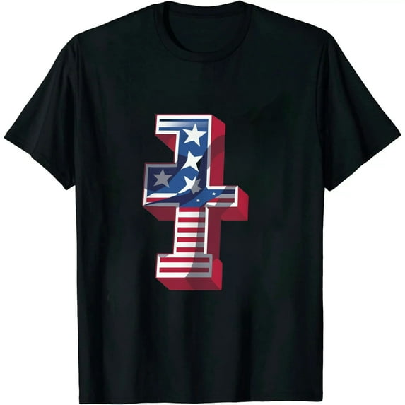 COMIO USA Patriotic T Shirt American Flag Cross Religious Gift Tee