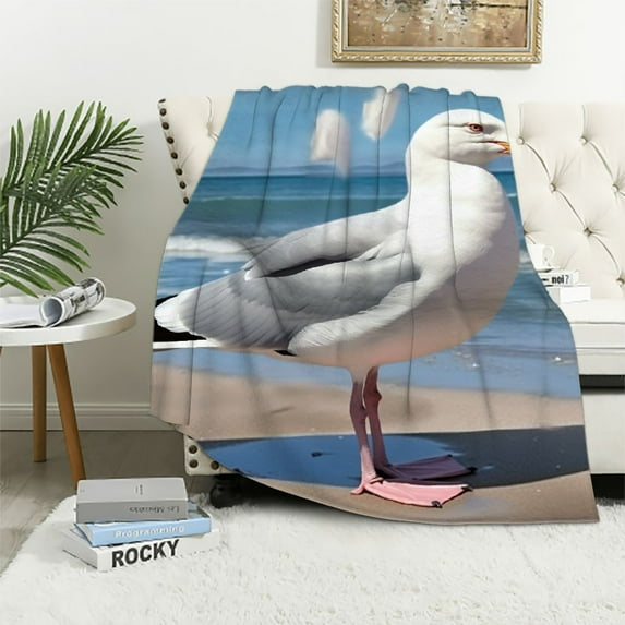 COMIO Ultra-Soft Micro Blanket Cozy and Luxurious Cute Seagull Throw for All-Season Comfort,Sofa Bed