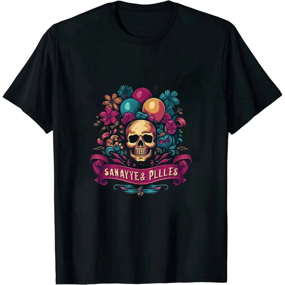 COMIO Unisex Tees Happy Birthday Short Sleeve Round Neck T-Shirt Black