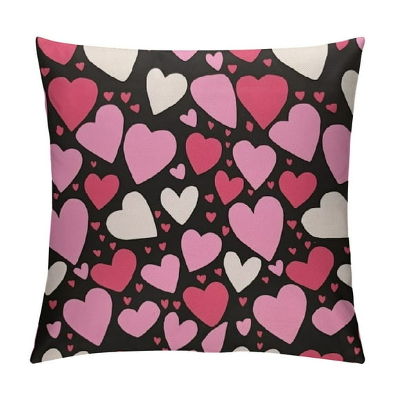 COMIO Valentines Day Pillow Covers Black White Hearts Decorative Throw Pillows Decoration Holiday Party Red Cushion Case for Couch Sofa