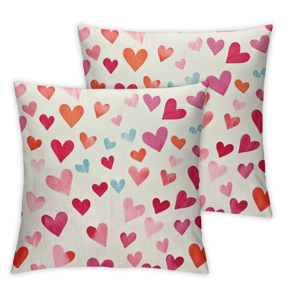COMIO Valentines Day Pillow Covers Pink Love Heart Throw Pillow Covers Set of 2 Spring Farmhouse Pink And White Pillowcases Cushion Covers For Couch Bedroom Sofa Chair Car Home Decor