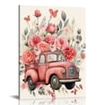 thumbnail image 1 of COMIO Valentines Framed Canvas Wall Art for Living Room Pink Red Truck Rose Wall Decor, Love Heart Branch Leaves White Aesthetic Paintings for Bedroom Kitchen, Ready to Hang Valentine Day Wall, 1 of 5