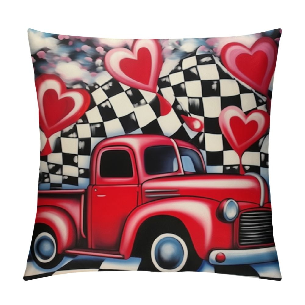 COMIO Valentines Pillow Covers Valentines Gnomes Black Buffalo Plaid