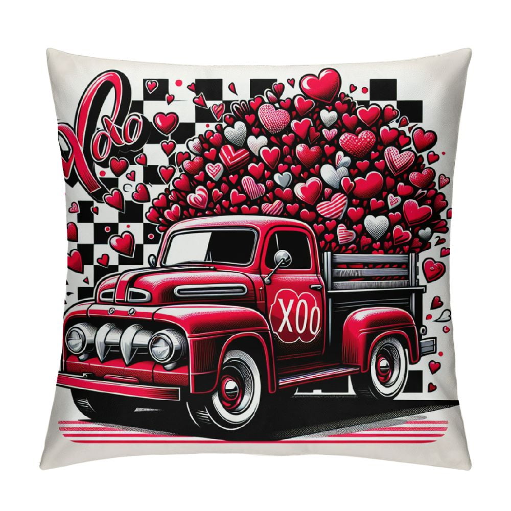 COMIO Valentines Pillow Covers Valentines Gnomes Black Buffalo Plaid