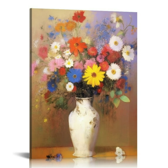 COMIO Vase of Flowers Van Gogh Canvas Poster - Famous Floral Paintings Reproduction Classic Flowers Pictures Artwork on for Home Office Decorations Wall Decor
