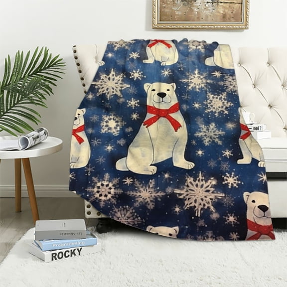 COMIO  Velvet Touch Holiday Throw Blanket - Polar Bear