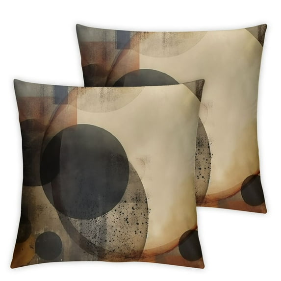 COMIO Vintage Abstract Circle Throw Pillow Covers Set of 2 Soft Messy Rust Decorative Throw Pillowcases Modern Grunge Art Pillow Cases Cushion Covers Retro Brown Yellow Cushion Cases