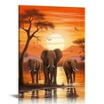 thumbnail image 1 of COMIO  Vintage African Elephant Family Canvas Wall Art African Forest Sunset Landscape Picture Print On Canvas Framed and Stretched For Living Room Home Decor, 1 of 4