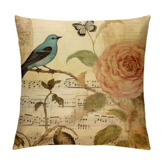 COMIO  Vintage Animals Throw Pillow Covers Cute Hedgehog Bird Dragonfly Rabbit Decorative Pillow Cases French Jardin Botanique Style Cushion Cover for Sofa