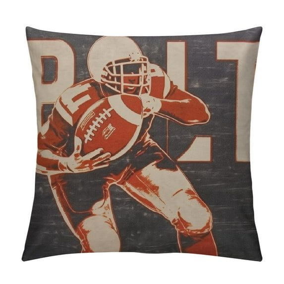 COMIO Vintage Black American Football Sports Burlap Cushion Covers Pillow Case